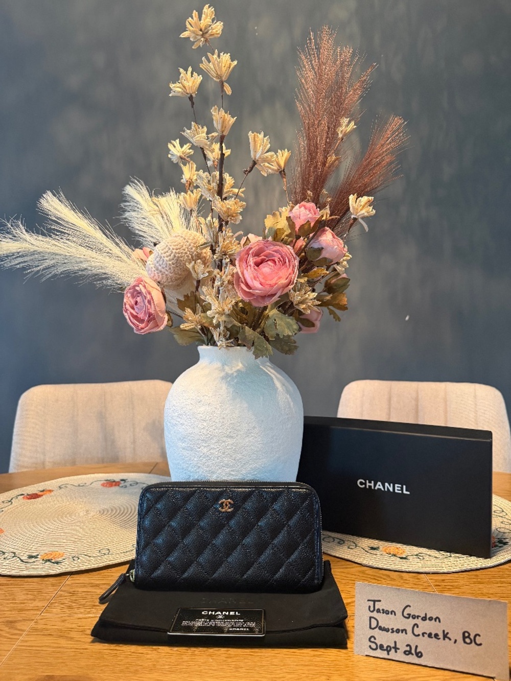Chanel Black Quilted Zip Wallet